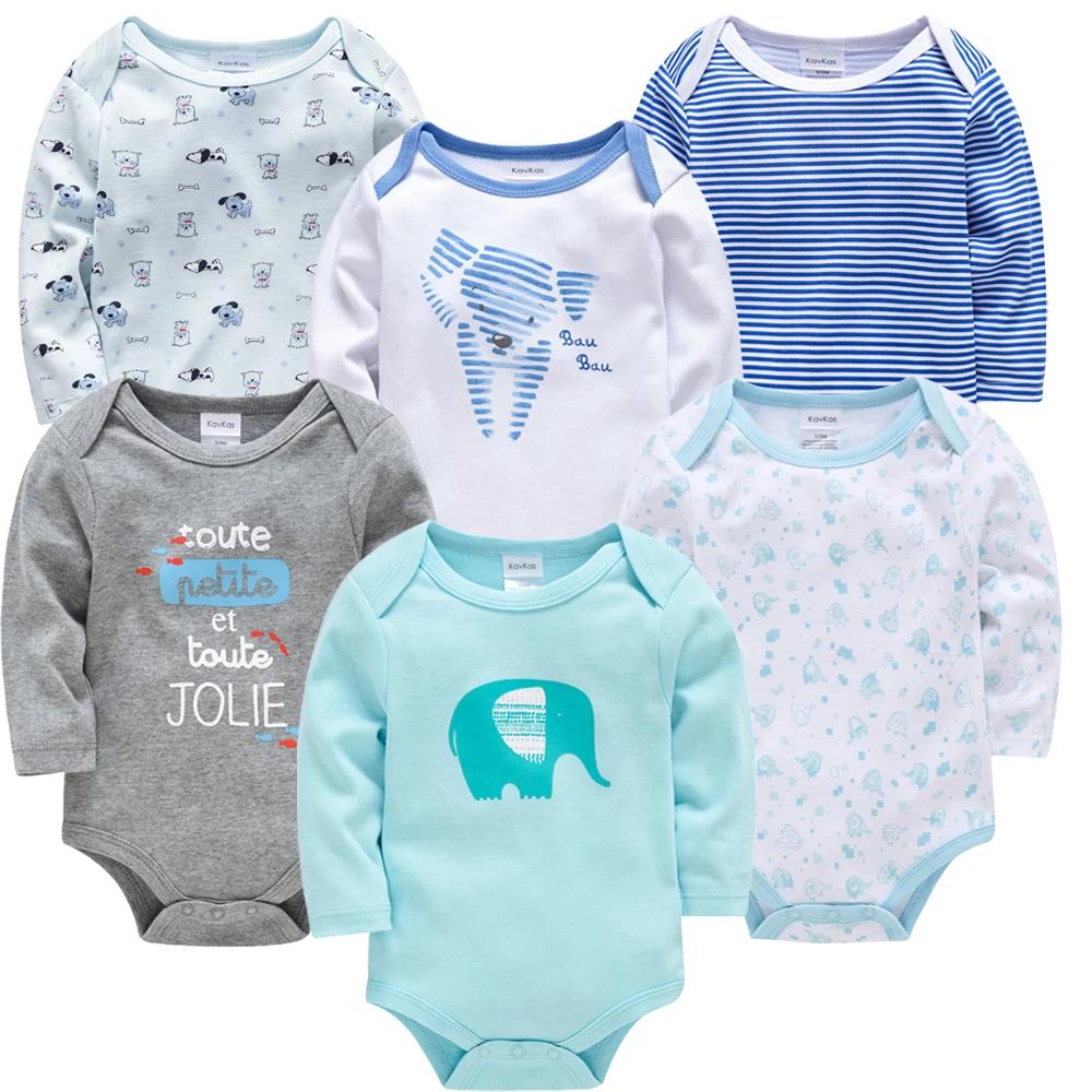 Kavkas – body pour bébés garçons et filles, 6 pièces, manches longues, 100% coton, vêtements pour bé