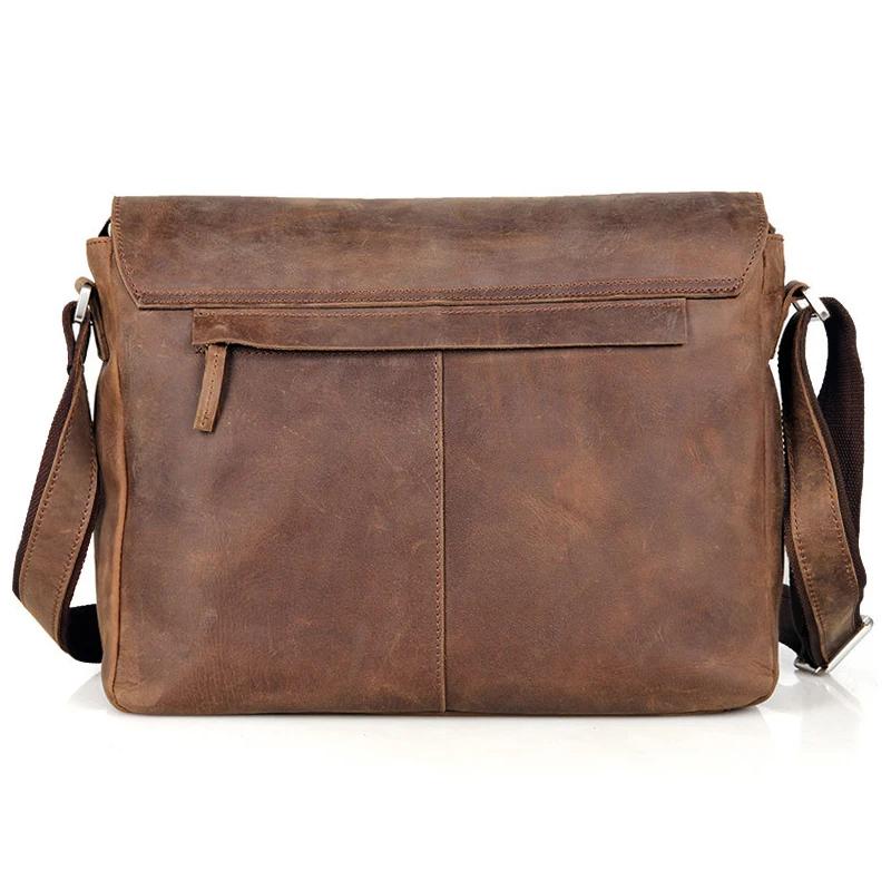 Vintage Crazy Horse cuir hommes sac à bandoulière en cuir véritable sac de messager hommes sac à ban