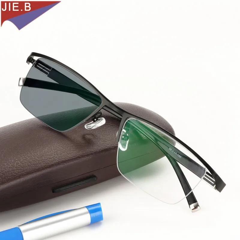 Lunettes de lecture photochromiques pour hommes, nouveau Design, demi-jante, alliage de titane, pres