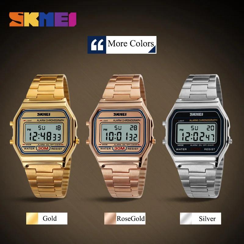 SKMEI-Montre rétro pour hommes d'affaires, électronique, étanche, à la mode, avec bande fine, numéri