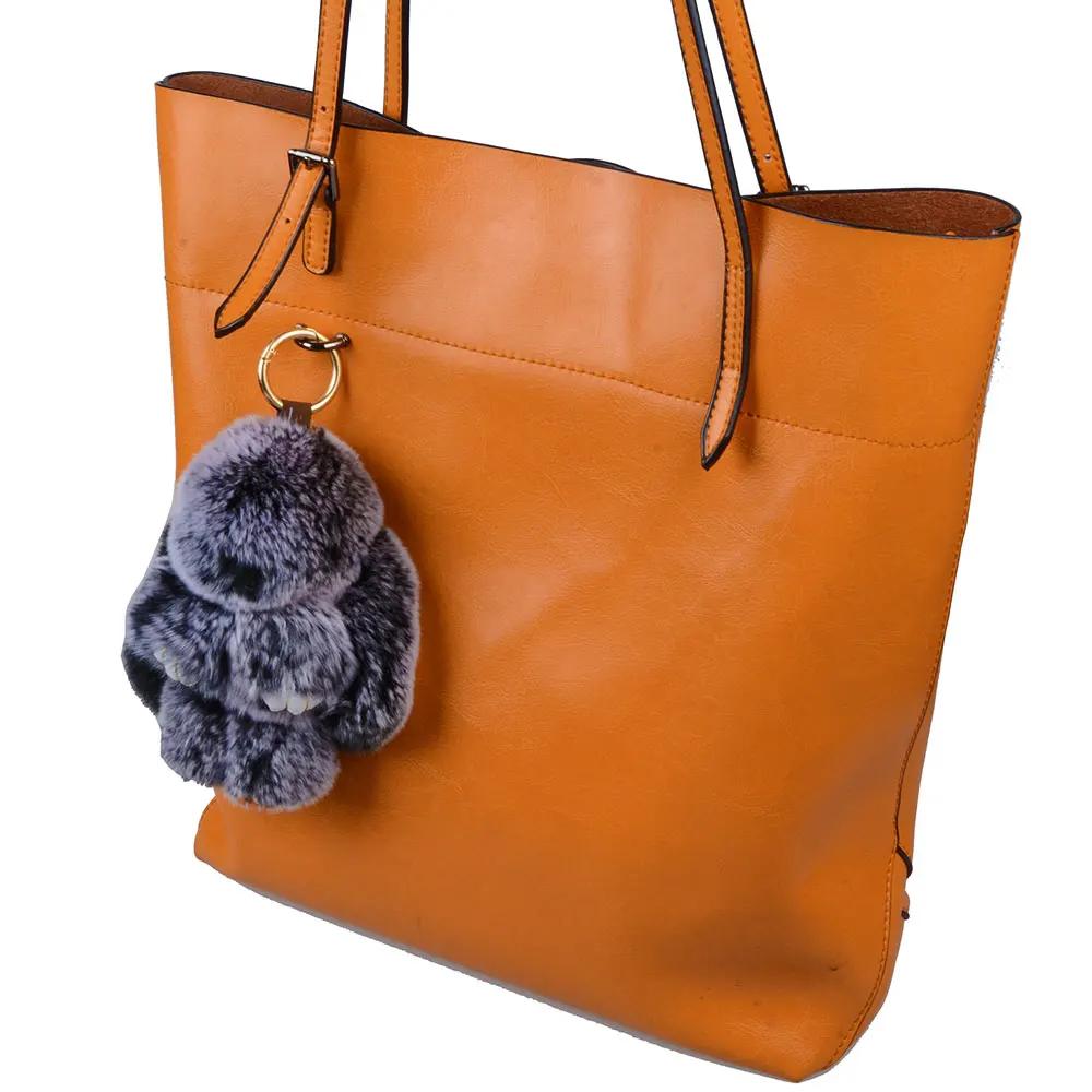 LFPU véritable lapin pendentif porte-clés réel Rex lapin forme fourrure porte-clés moelleux sac voit