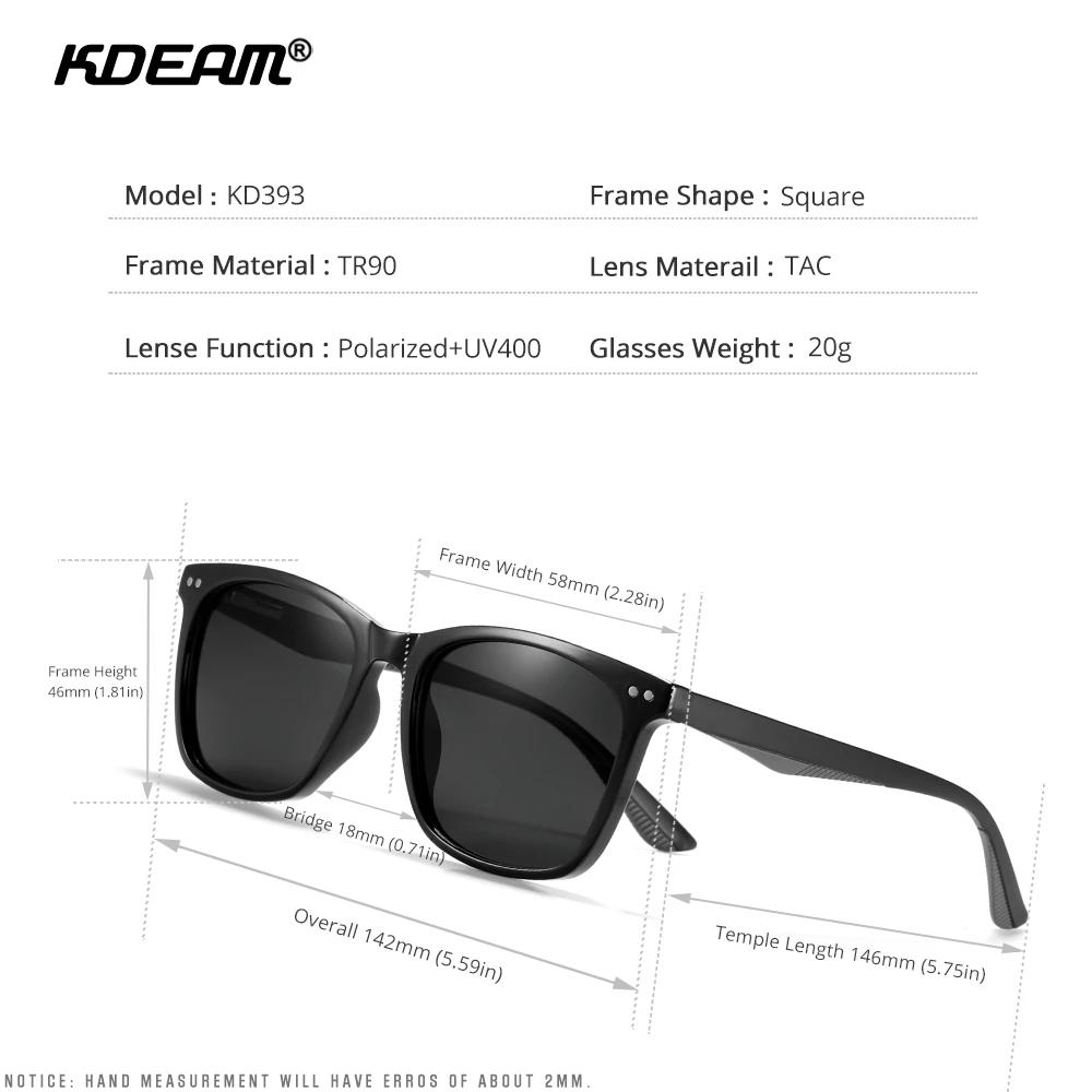 KDEAM-Lunettes de soleil avec verres polarisés pour homme, monture carrée en matériau TR90, charnièr