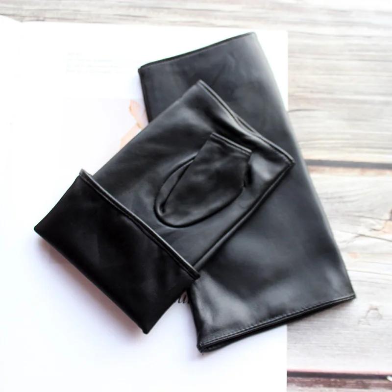 Gants longs demi-doigt en peau de mouton pour femmes et hommes, en cuir, pour conduite de voiture, m