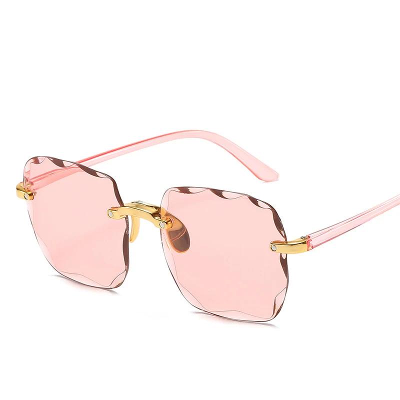 Lunettes de soleil carrées sans monture pour hommes et femmes, lunettes de soleil rouges, créateur d