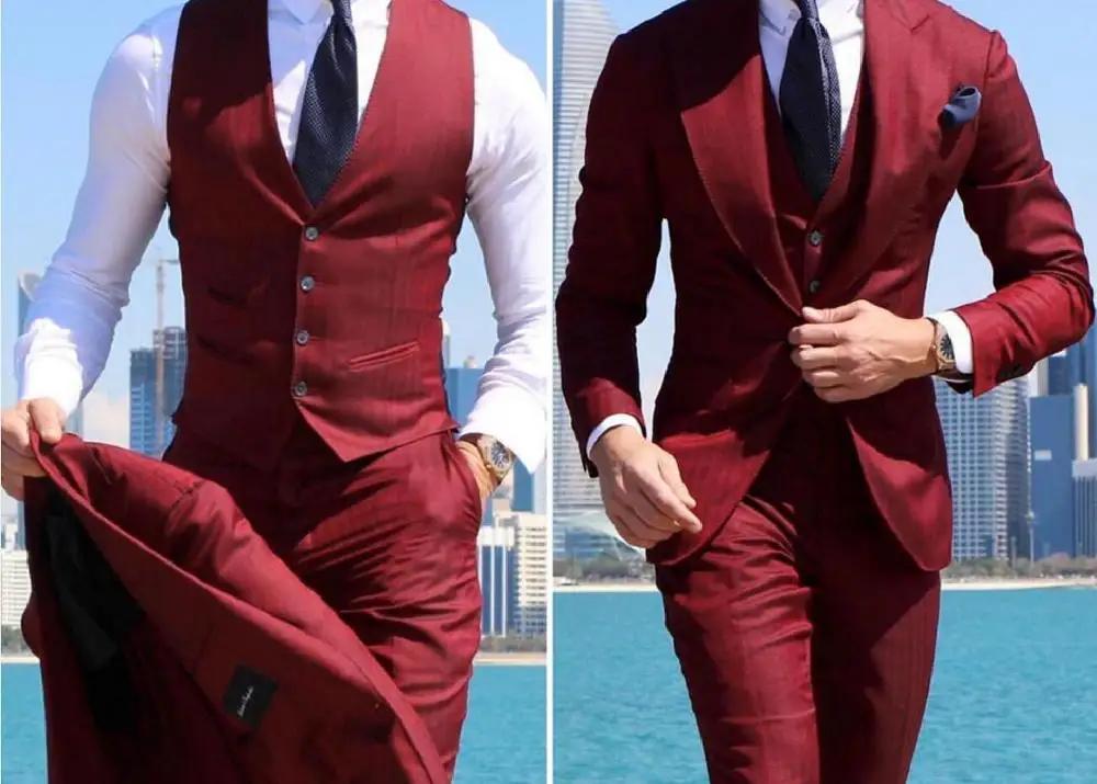 Costumes de smoking de mariage chic pour hommes, coupe cintrée, costume 3 pièces pour garçons d'honn