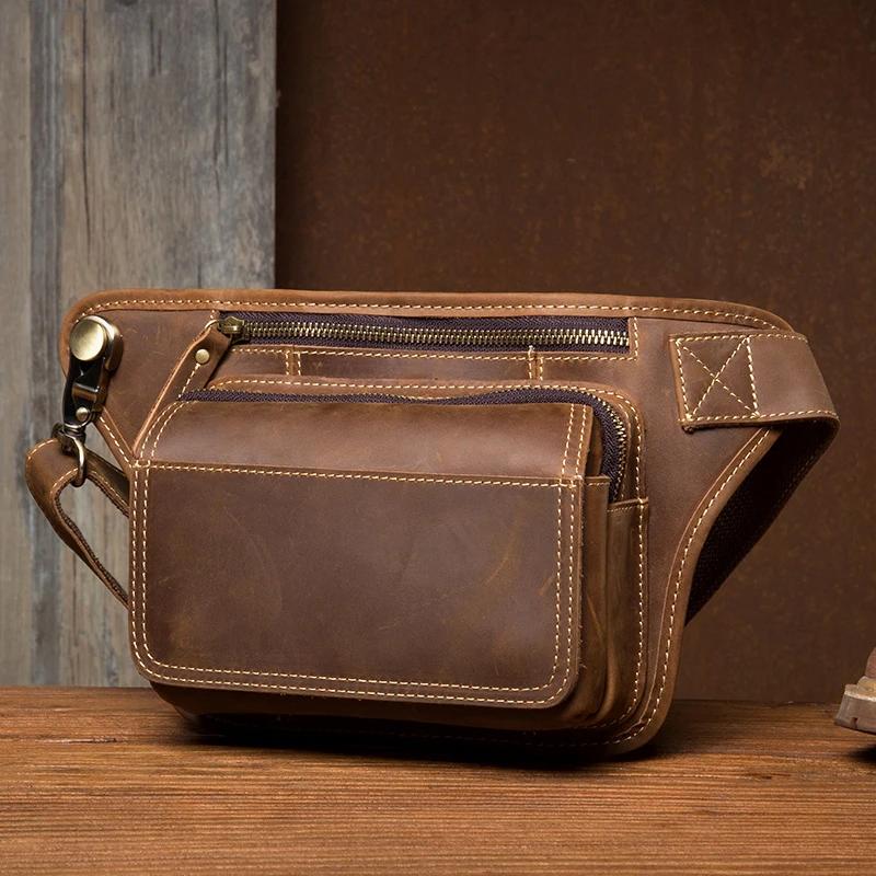2025 sac de taille en cuir Vintage mode sac de poitrine sac de taille sac à bandoulière en cuir véri