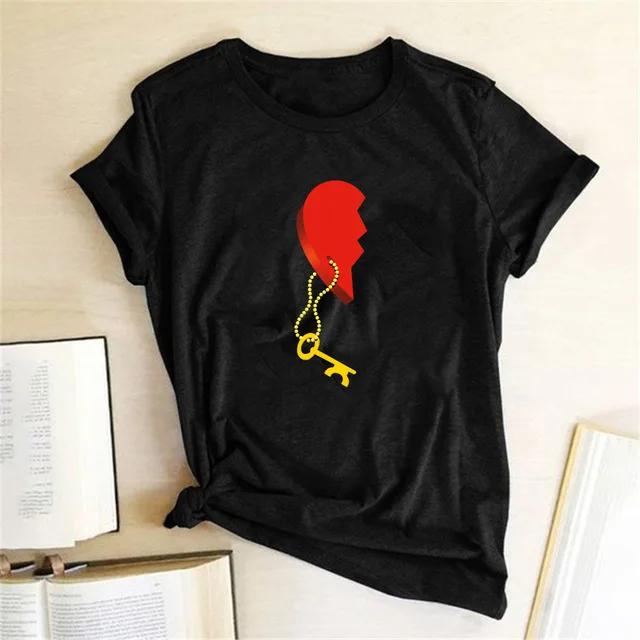 Couples T-shirt coeur clé serrure Mr mme imprimer Couple T-shirt été roi reine T-shirt décontracté h