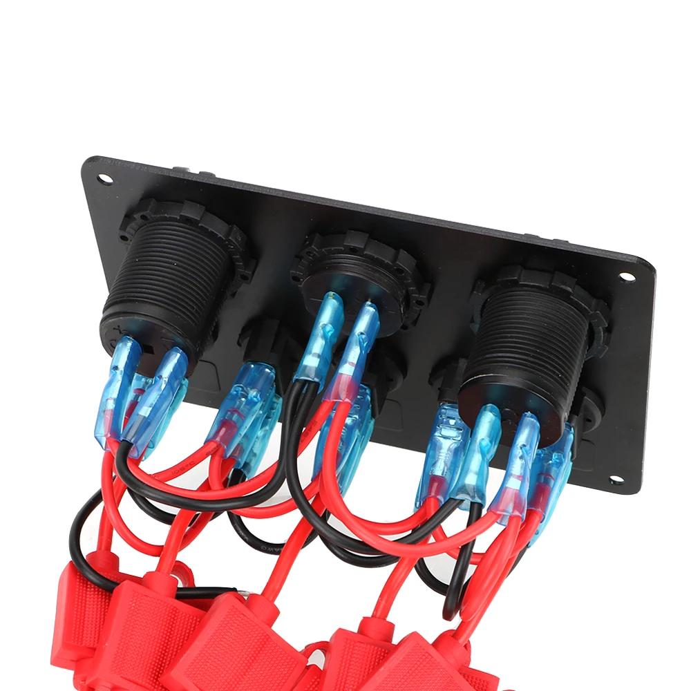Panneau lumineux LED à 5 boutons, 12V 24V, chargeurs USB, jauge 3.0 volts, pour voiture, bateau, cam