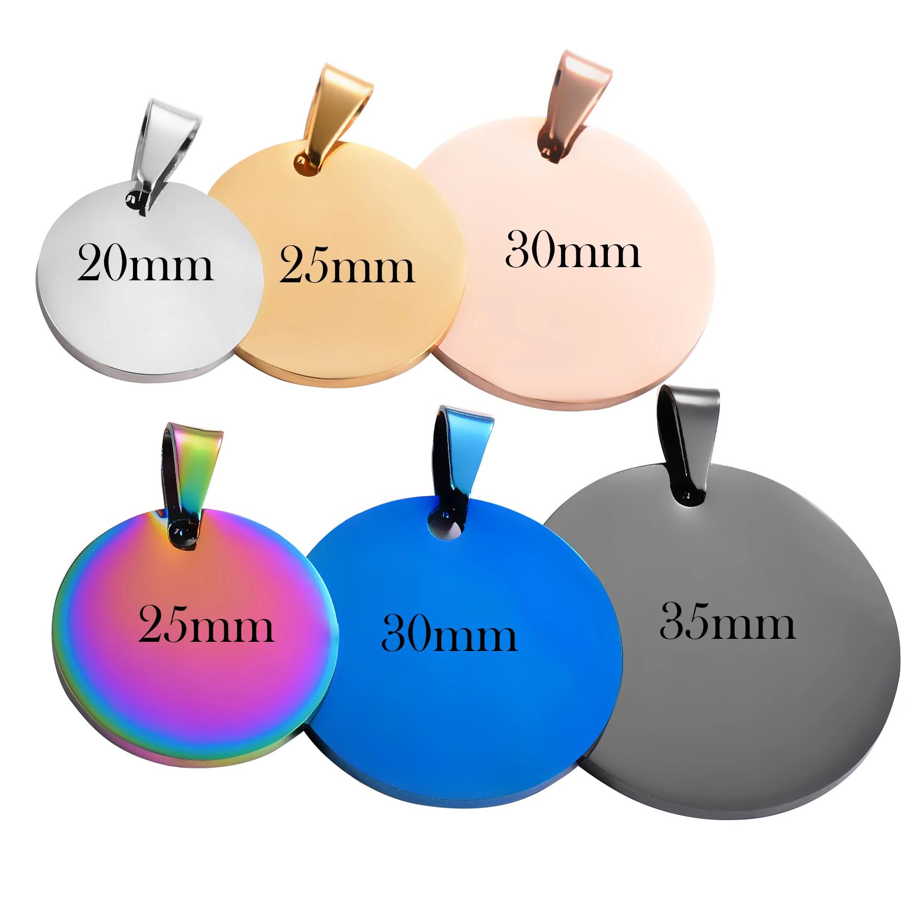 10 pièces en gros militaire armée Style disque pendentif rond 6 couleurs collier blanc en acier inox