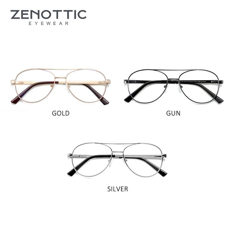 ZENOTTIC-Monture de lunettes d'ordinateur pilote, lunettes optiques en métal, anti-lumière bleue, co