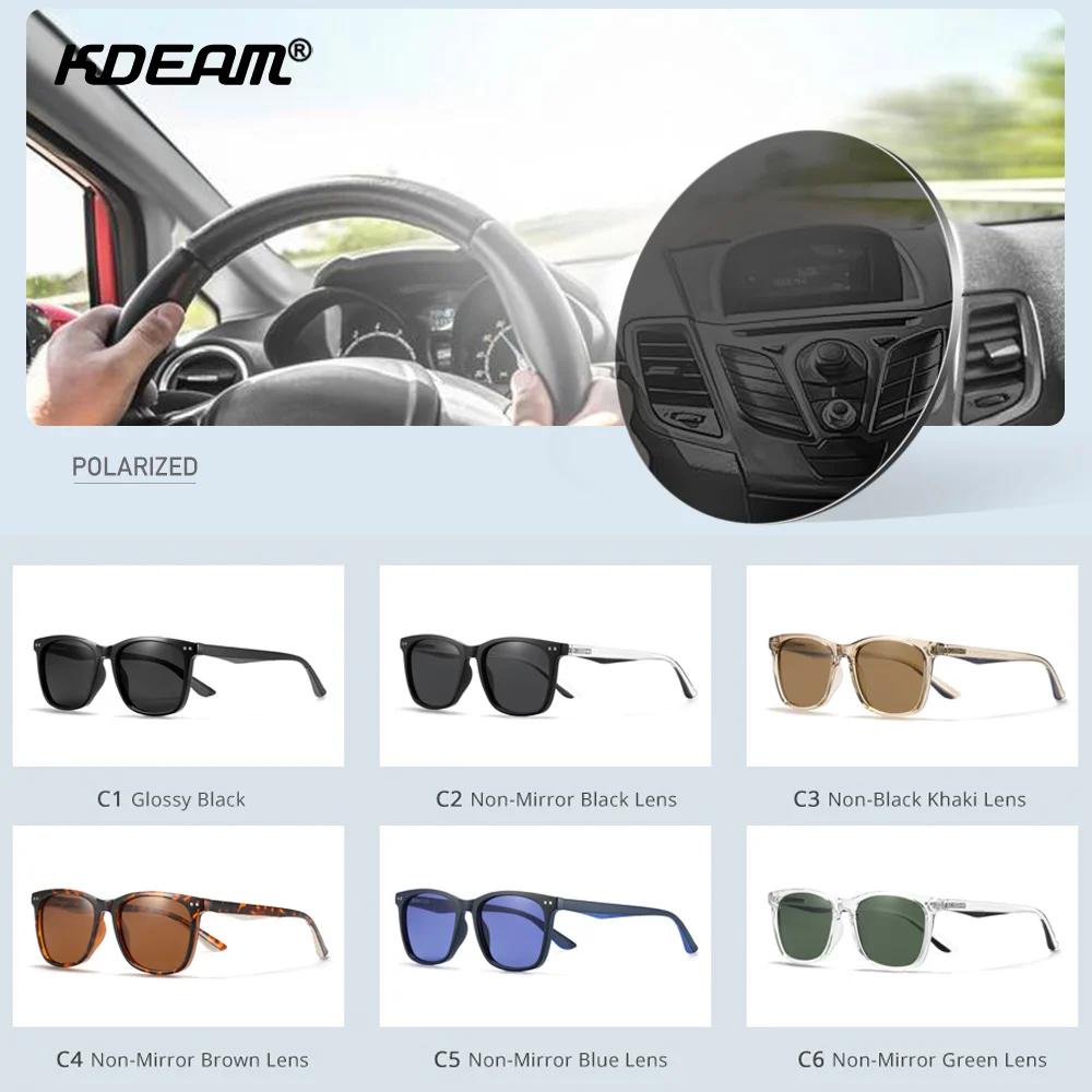 KDEAM-Lunettes de soleil avec verres polarisés pour homme, monture carrée en matériau TR90, charnièr