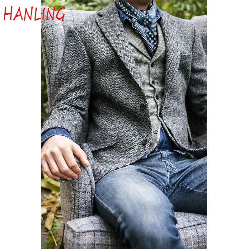 Veste d'hiver à chevrons pour homme, Blazer formel coupe cintrée, manteau chaud, polaire