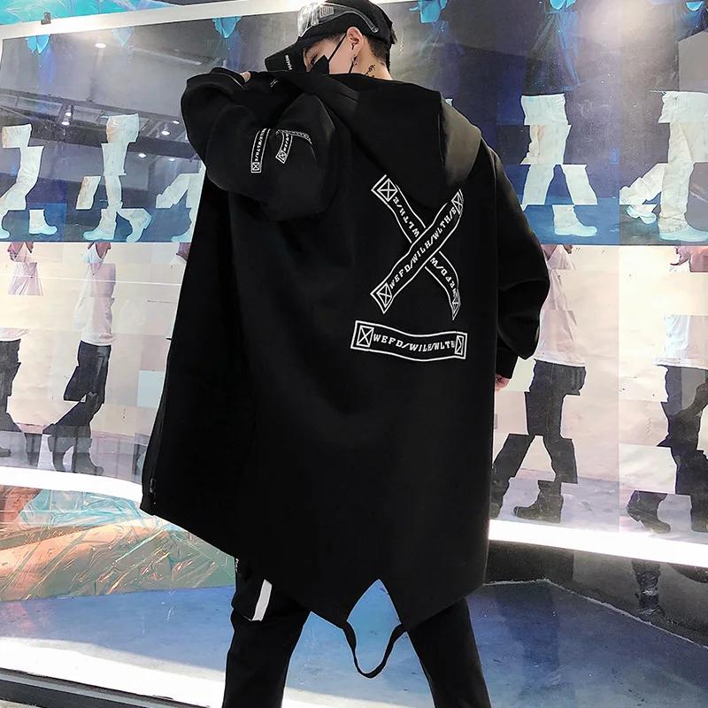 Nouveaux hommes Streetwear noir vestes et manteaux Hip Hop Harajuku à capuche hommes coupe-vent pard