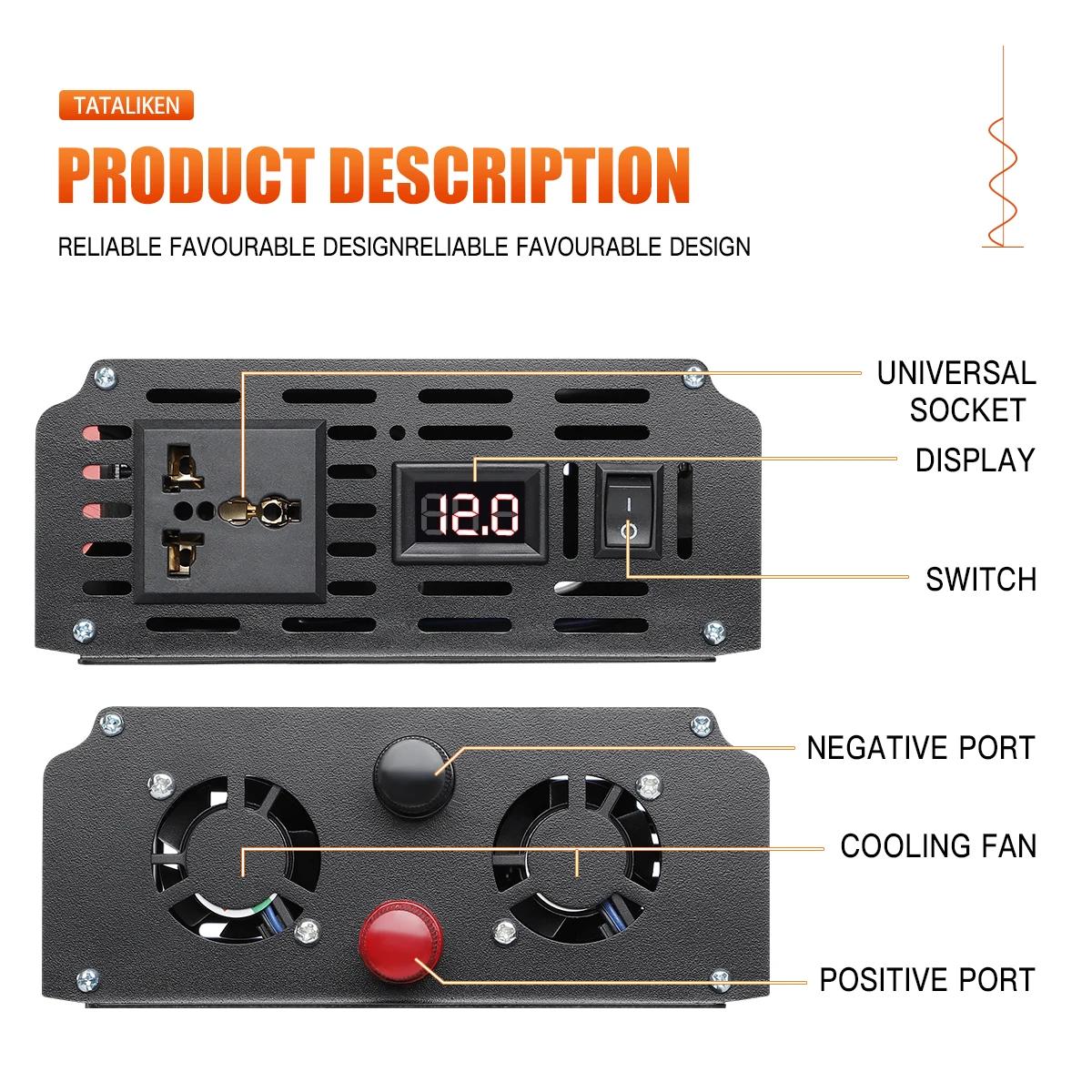 Onduleur À Onde Sinusoïdale Pure 2500w/3500w/4500w/5000w/6000w dc 12v A MENÉ l'affichage MENÉ est ad