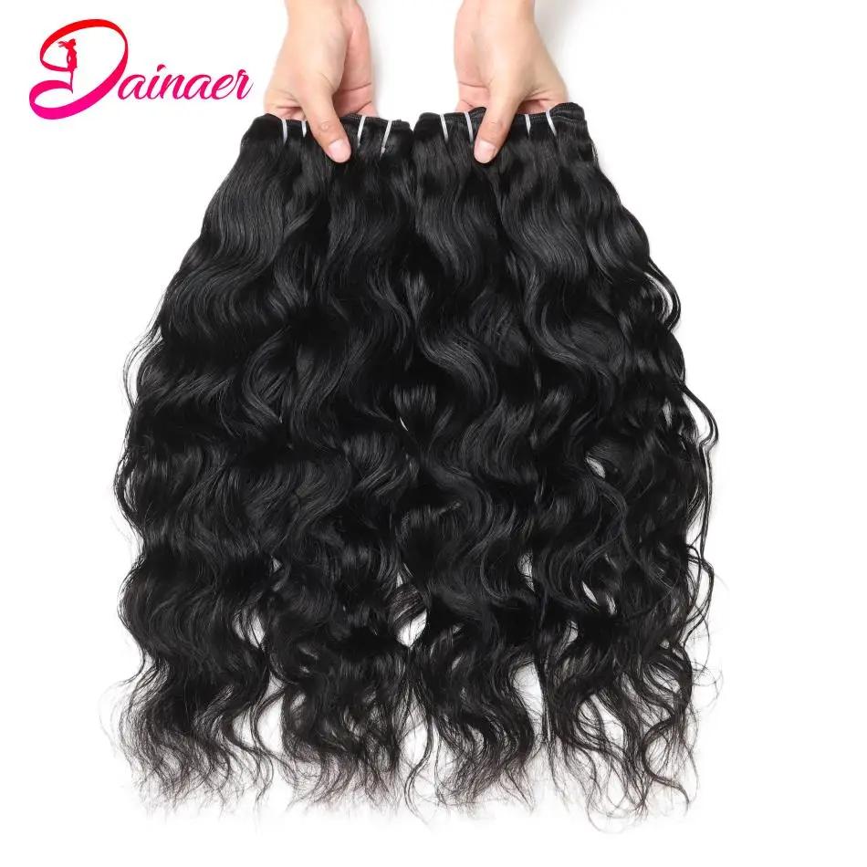 Extensions de cheveux humains vierges indiens, faisceaux de vague naturelle, peuvent être tehonneur,