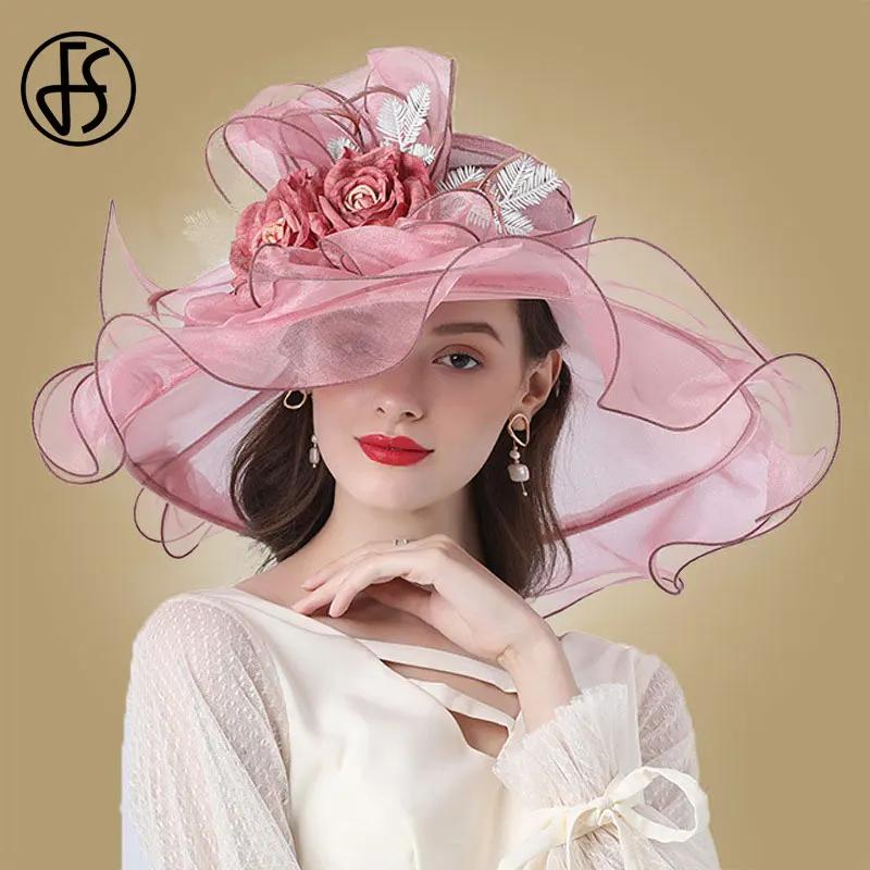 Chapeaux Fascinateurs à fleurs élastiques pour femmes, tri Derby, chapeau de soleil en organza, gran