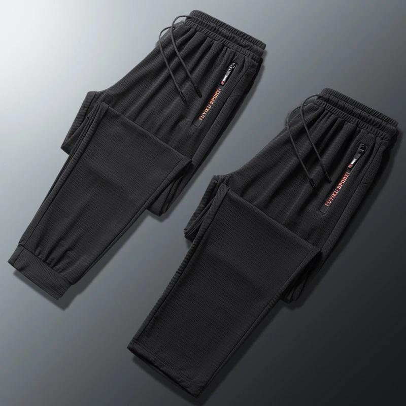 Pantalon de survêtement en soie glacée pour hommes, grande taille 9xl 8xl 7xl, séchage rapide et fra