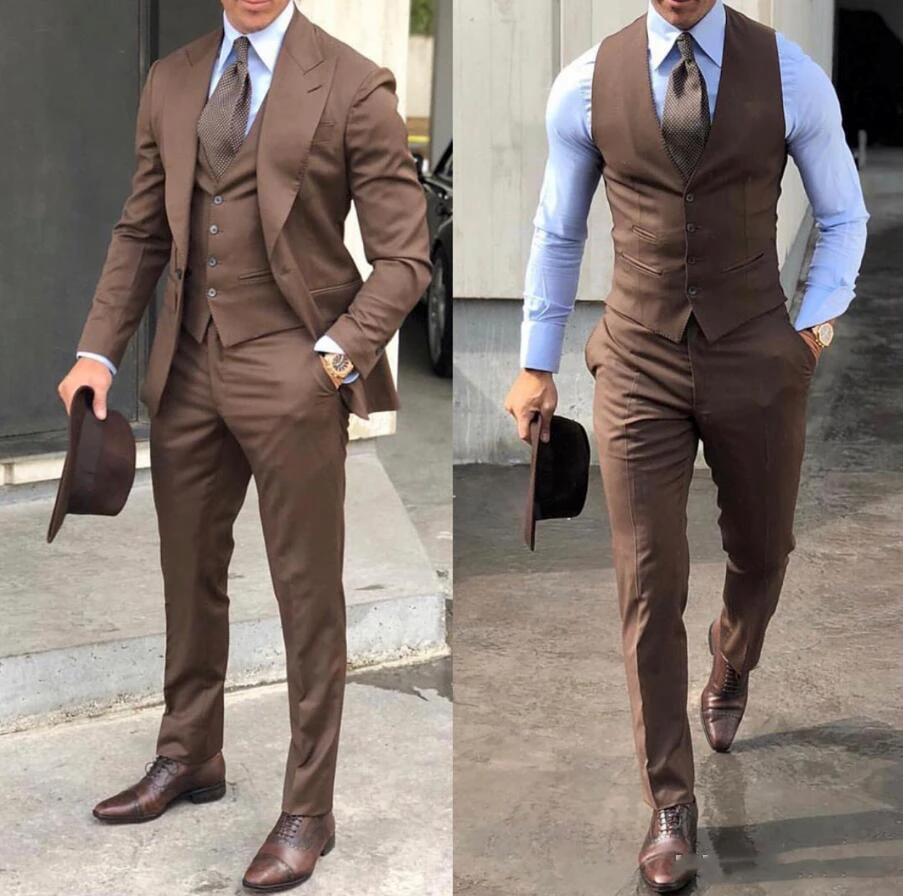 Costumes de smoking de mariage chic pour hommes, coupe cintrée, costume 3 pièces pour garçons d'honn