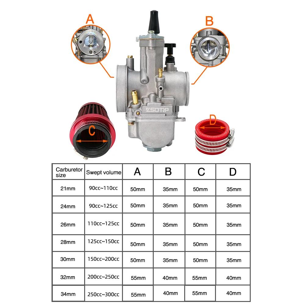 Alconstar- 21 24 26 28 30 32 34mm carburateur Keihin PWK avec filtre à Air 2/4T carburateur adapté m