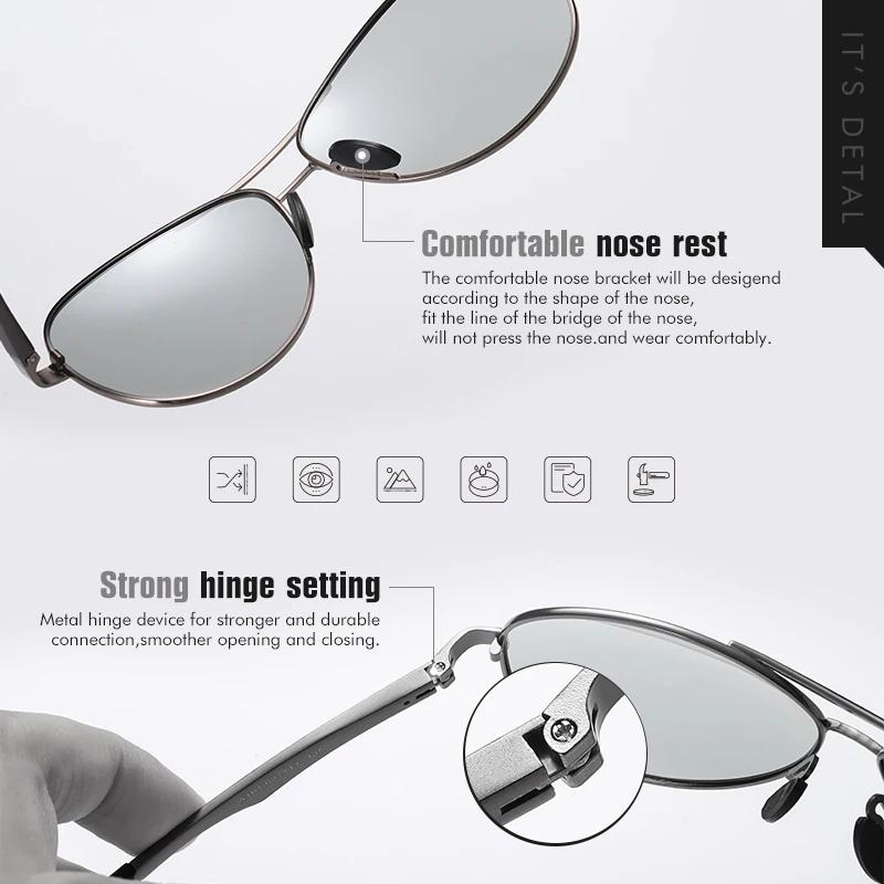 Lunettes de soleil photochromiques pilote de conception de marque classique hommes lunettes de solei