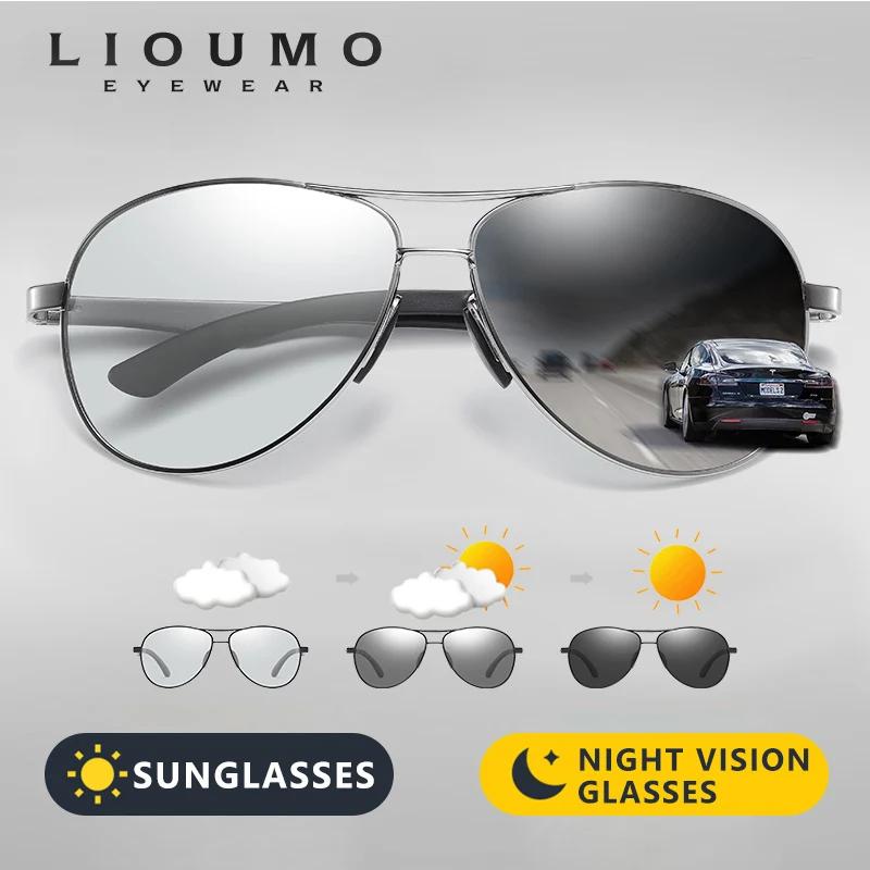 Lunettes de soleil photochromiques pilote de conception de marque classique hommes lunettes de solei