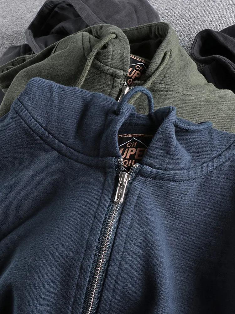 Sweats à capuche en velours épais à manches longues pour hommes, sweats à capuche cardigans décontra