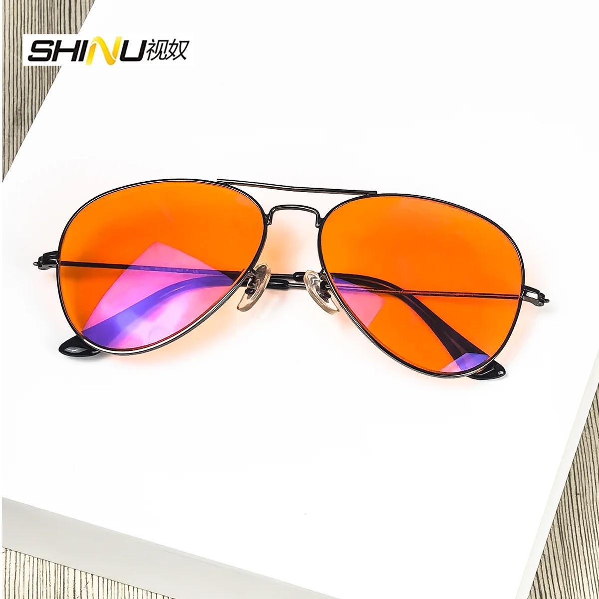 SHINU lentilles rouges lunettes hommes lentille Orange lunettes pour jeu filtre de lumière bleue mei