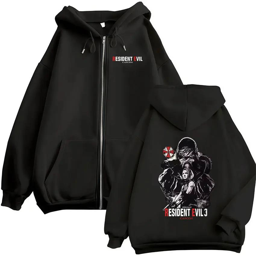 Sweat-shirt à capuche à fermeture éclair Resident Evil 4, pour fans du jeu CAPCOM, pull-over rétro à