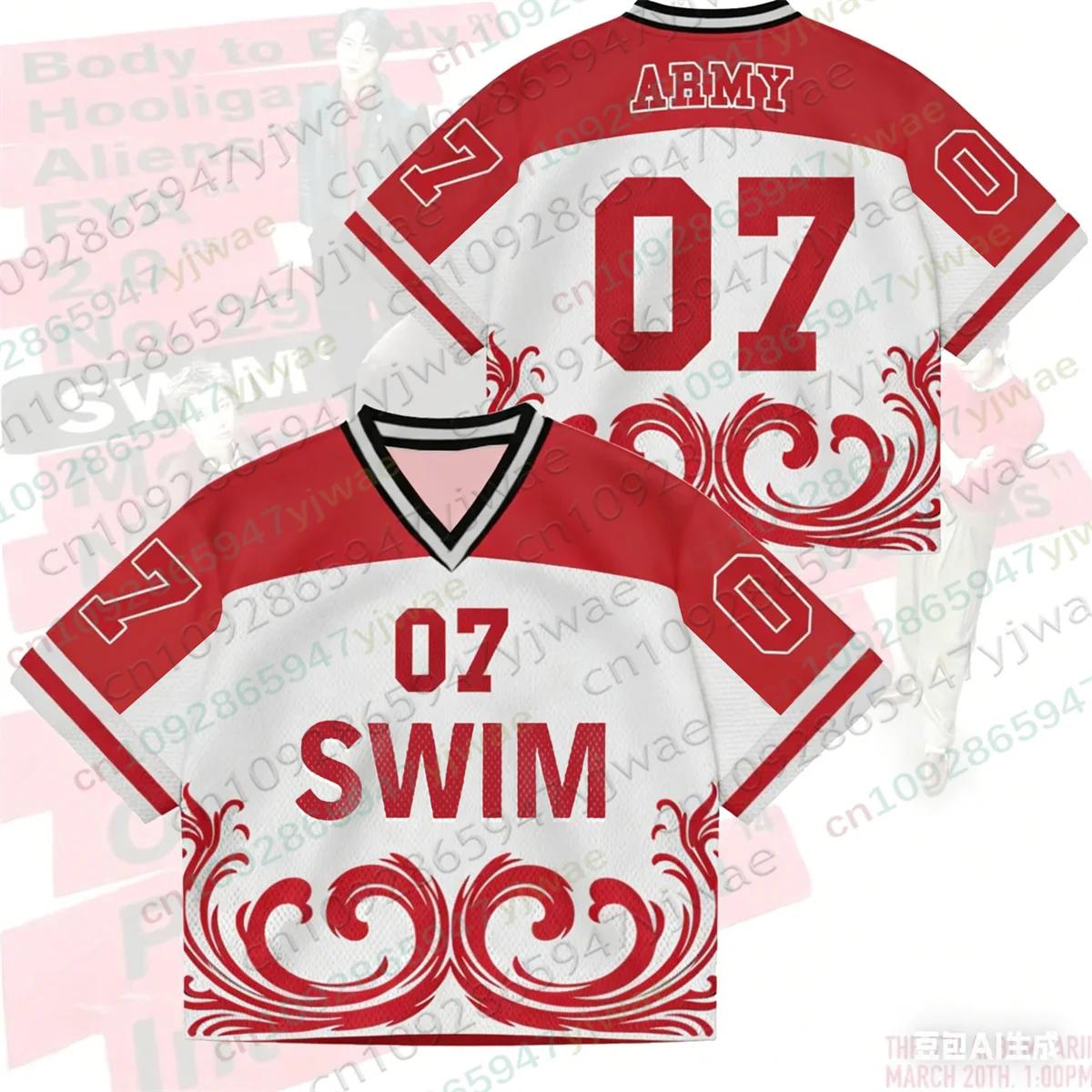T-shirt unisexe SWIM 2026 – Haut streetwear tendance à col en V, coupe ample, manches courtes – Cade