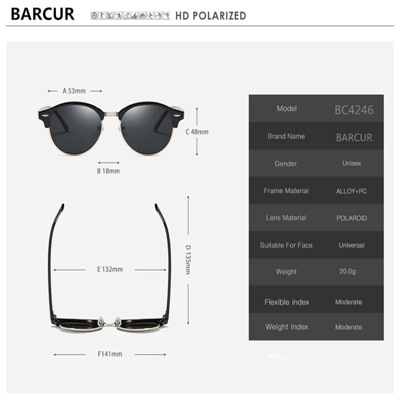 BARCUR-Lunettes de soleil pour homme et femme, verres polarisés