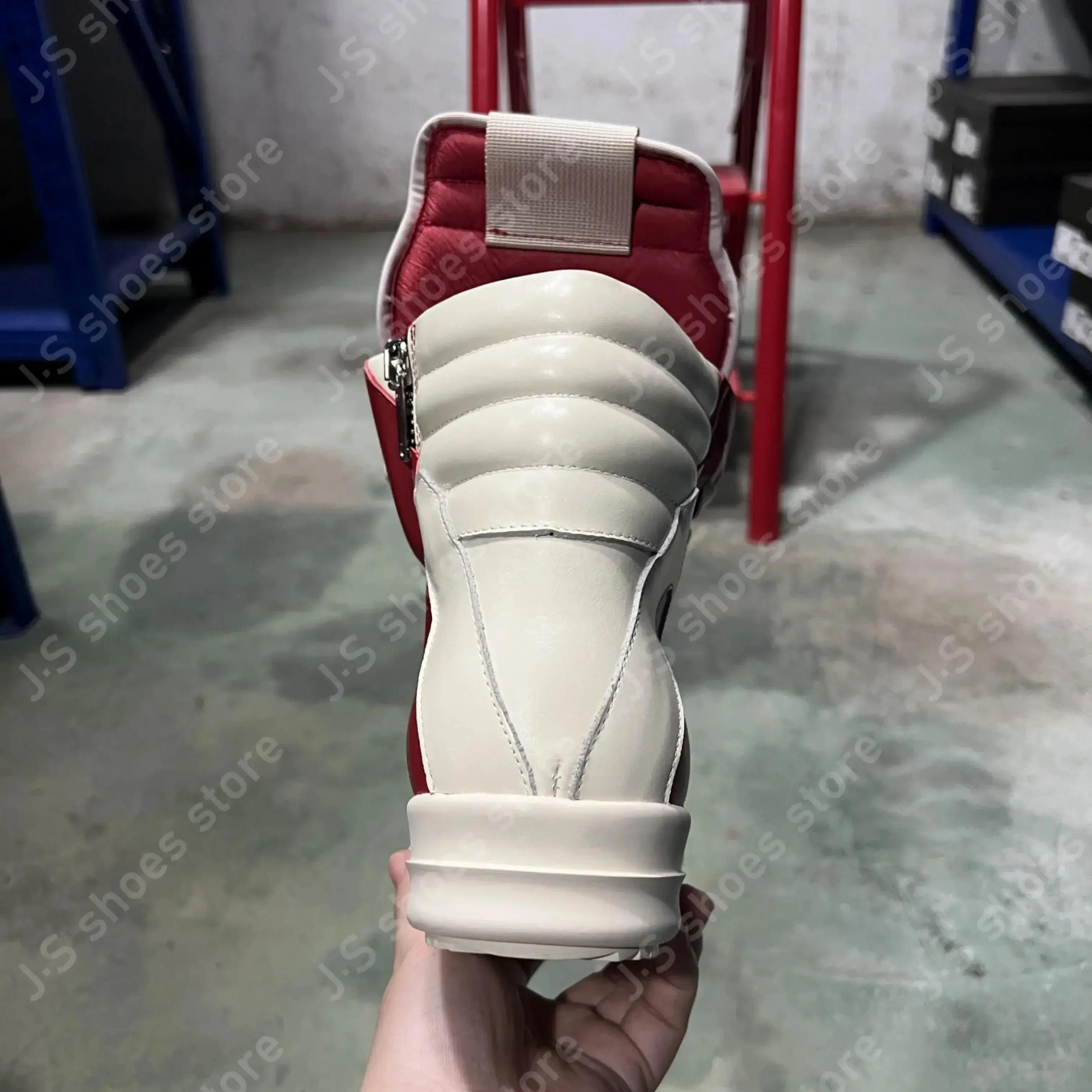 R-o classique botte en cuir rouge chaussure haute rétro hommes Sneaker fermeture éclair femmes chaus
