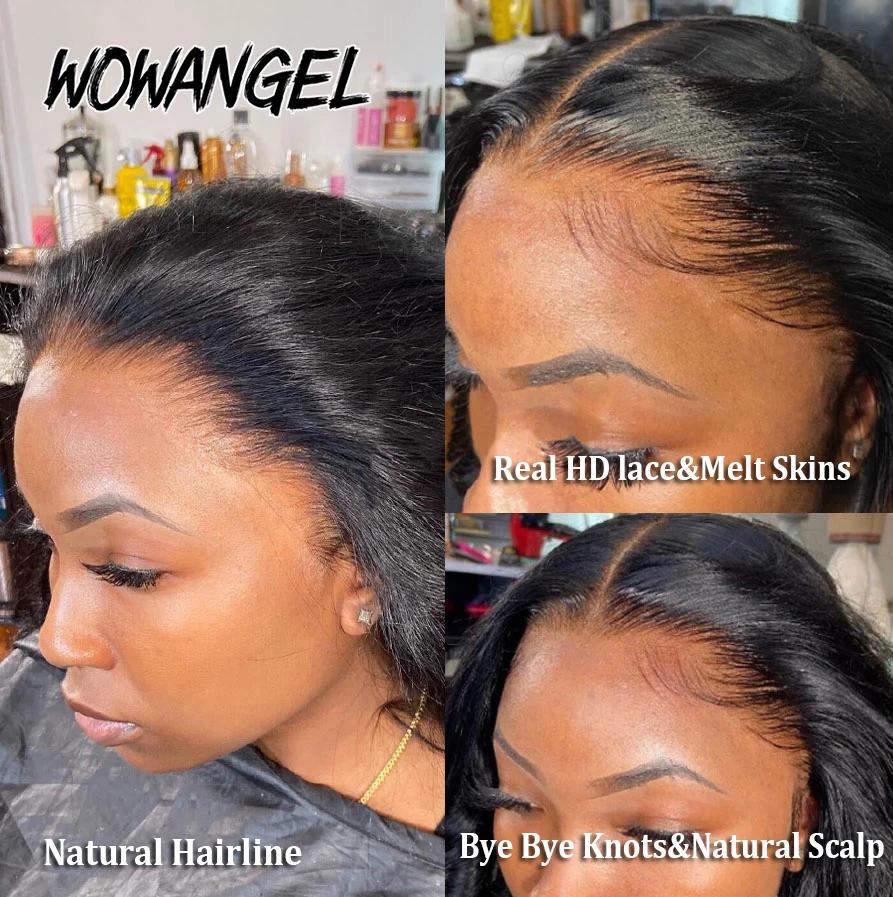 Perruque Lace Front Wig Naturelle Soyeuse, Cheveux Lisses, 13x6, 250%, 34 Pouces, Cuir oral elu Natu