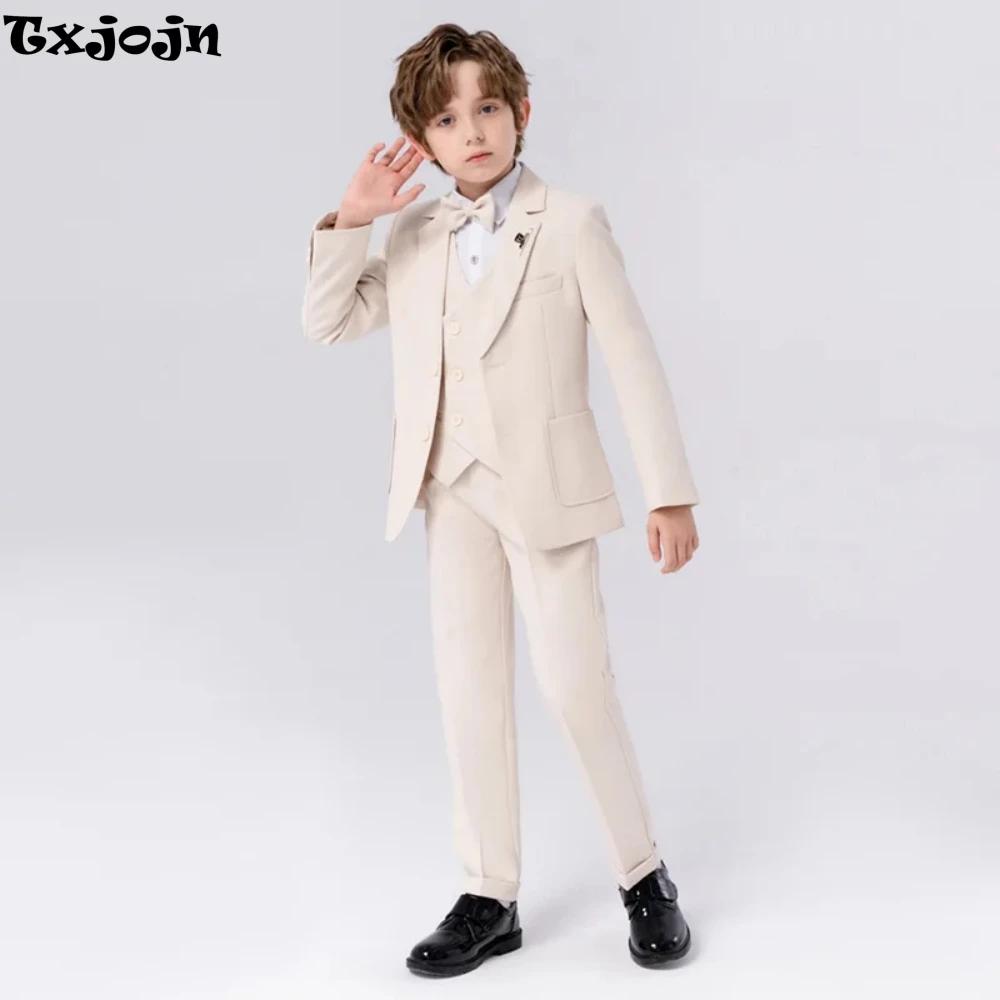 Ensemble de costume personnalisé pour enfant, 4 pièces, Blazer, gilet, pantalon, nœud papillon, fête