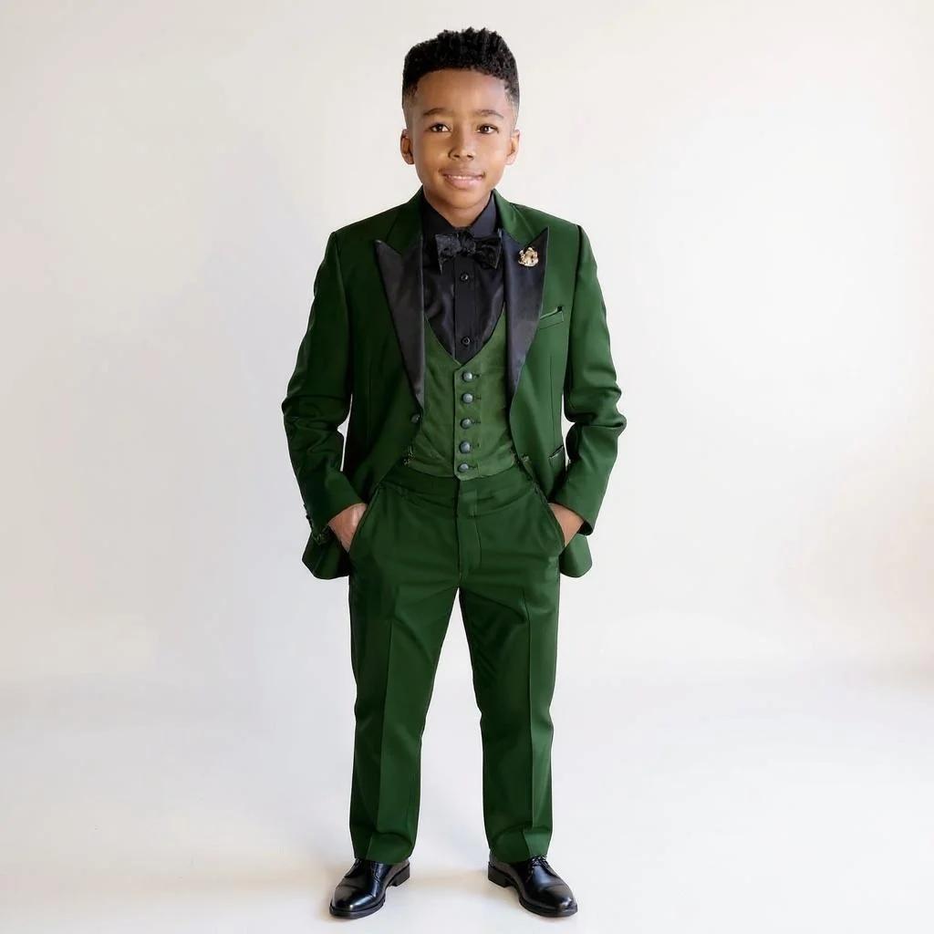 Costumes pour garçons, coupe cintrée, 3 pièces, fête de mariage formelle, smoking pour enfants, sur