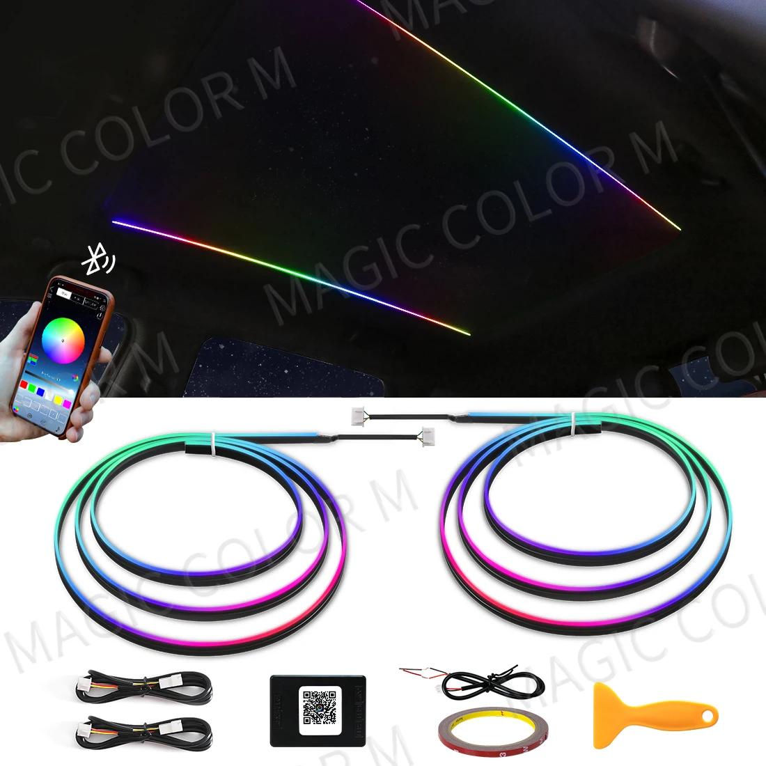 Lumières d'ambiance pour toit ouvrant de voiture, 140cm, 55.12 pouces, lucarne LED Symphony RGB, ban