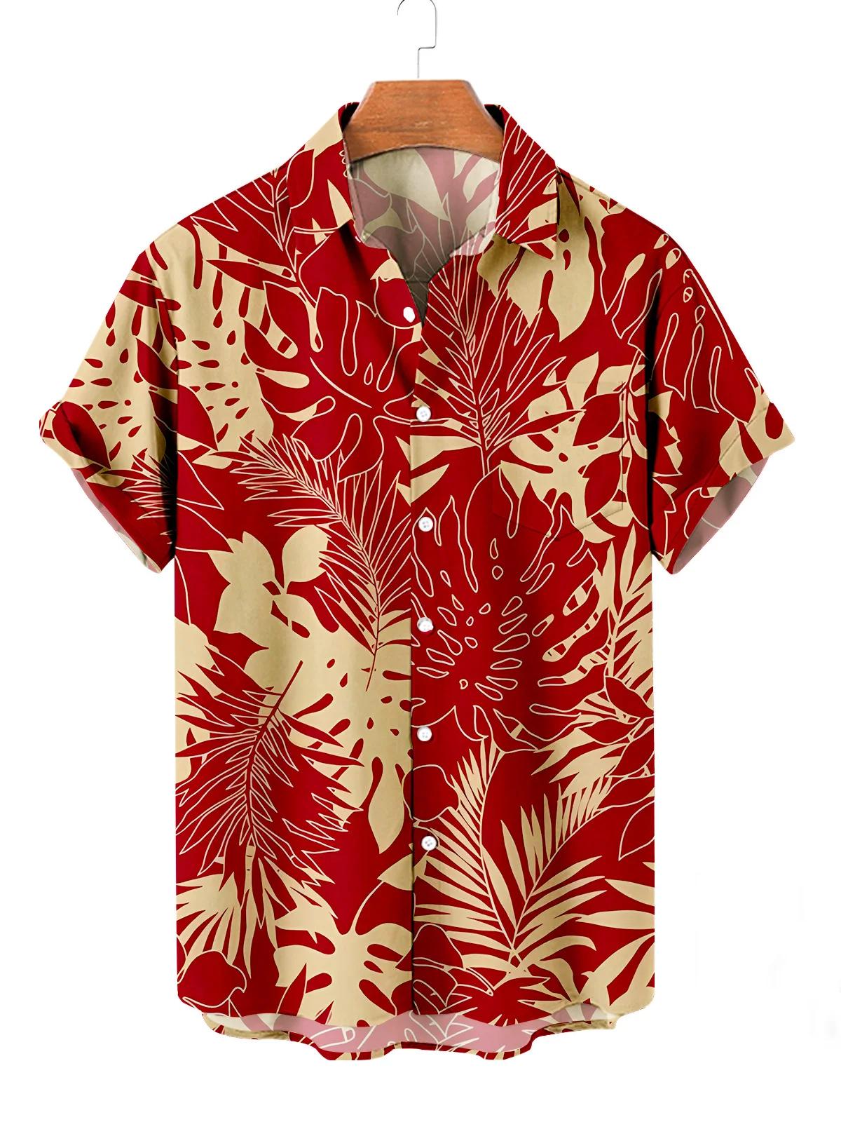 Chemises hawaïennes à fleurs pour hommes, chemises décontractées à manches courtes, col boutonné, mo