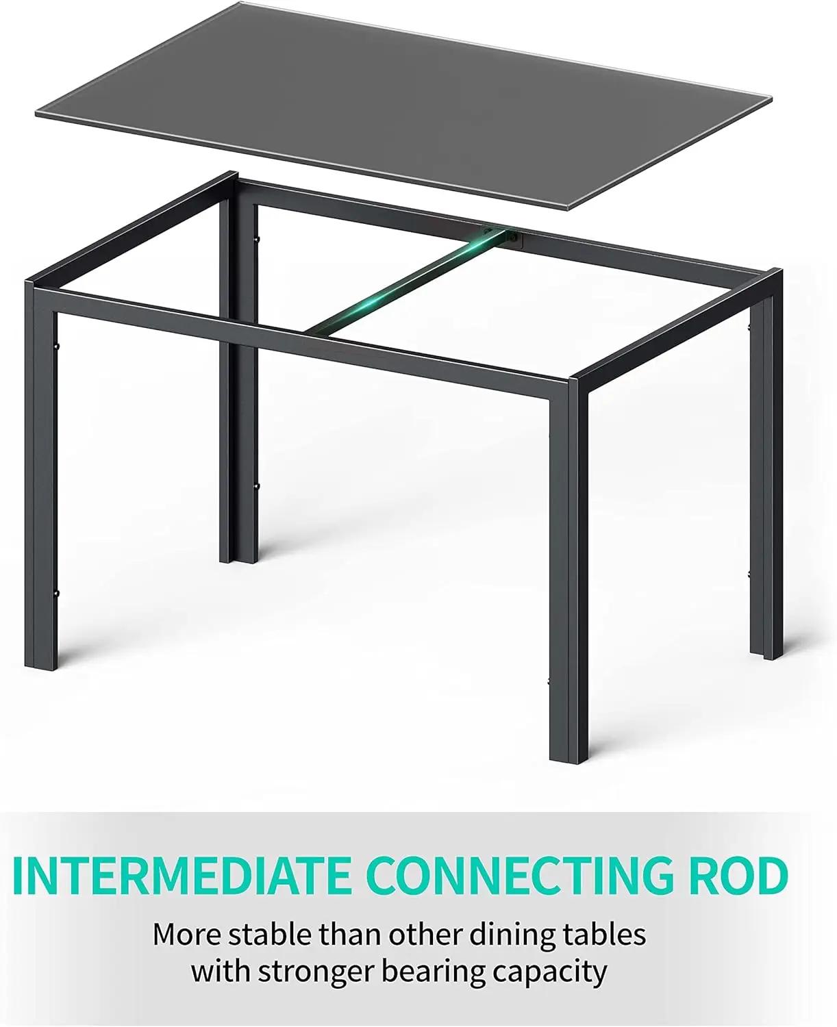 Table à manger verre 5 pièces avec chaises cuir PU - Ensemble salle à manger moderne pour cuisine salon
