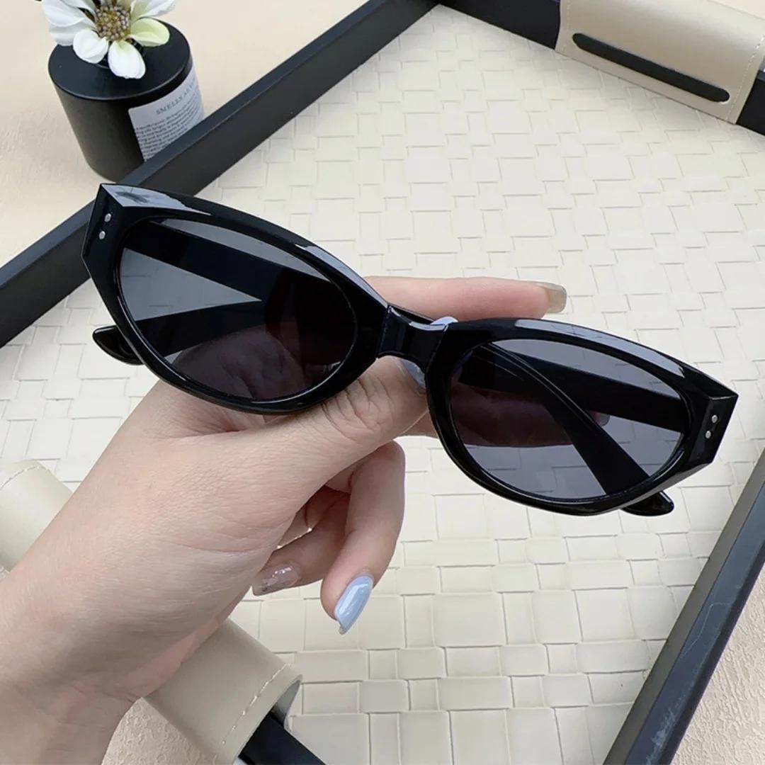 Lunettes ovales minimalistes œil de chat pour femmes, lunettes de soleil pliantes d'extérieur, ombra