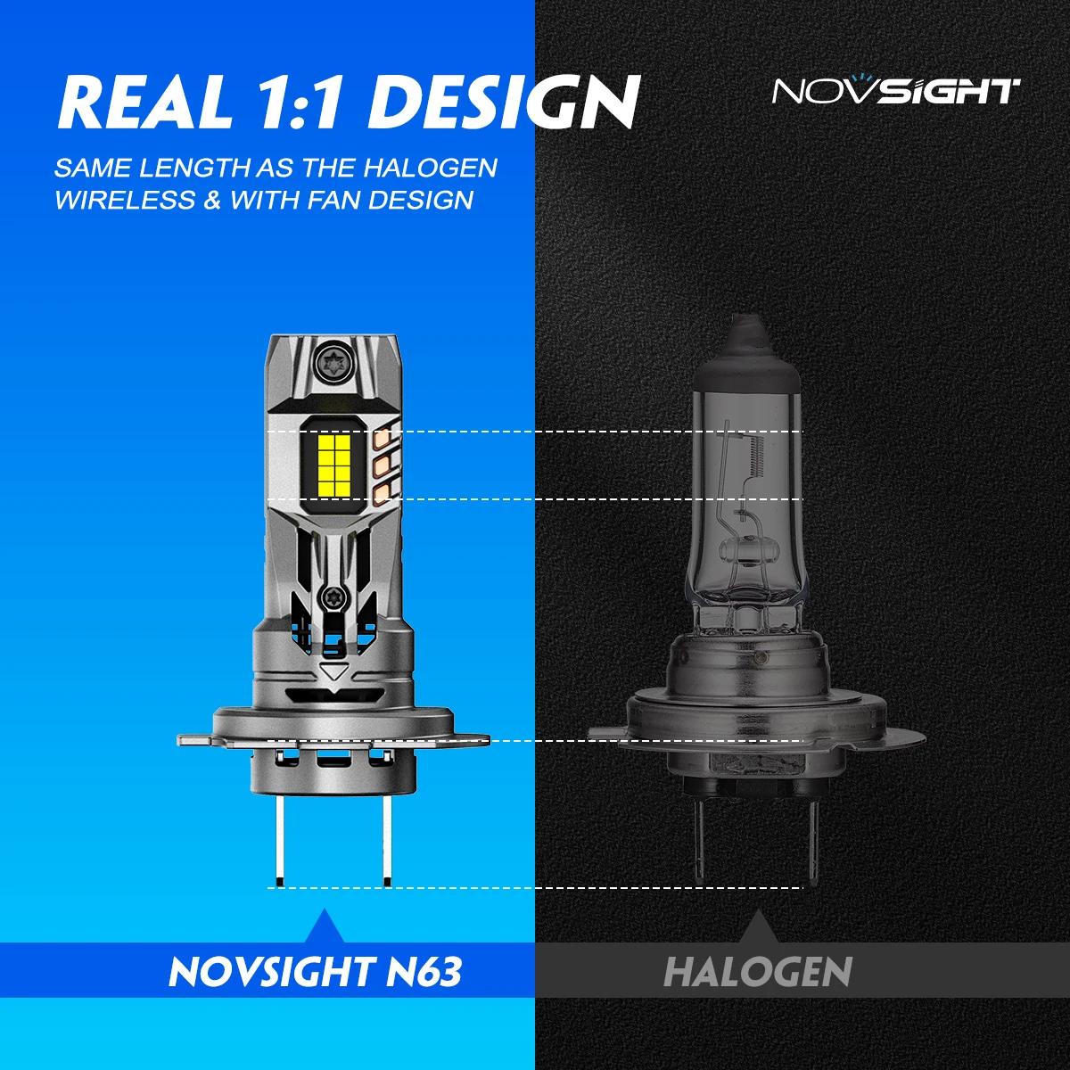 NOVSIGHT H7 ampoules de phares LED 1:1 taille Mini lampe frontale 70W 16000LM avec ventilateur 6500K