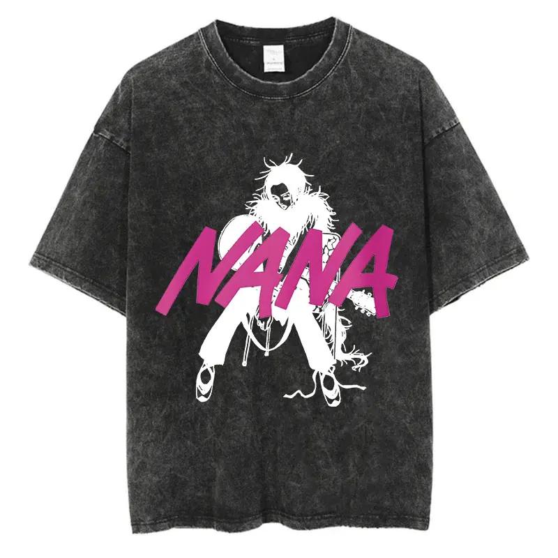 Anime japonais Nana Osaki imprimé Vintage lavé T-Shirt Harajuku Streetwear graphique T-Shirt été à m