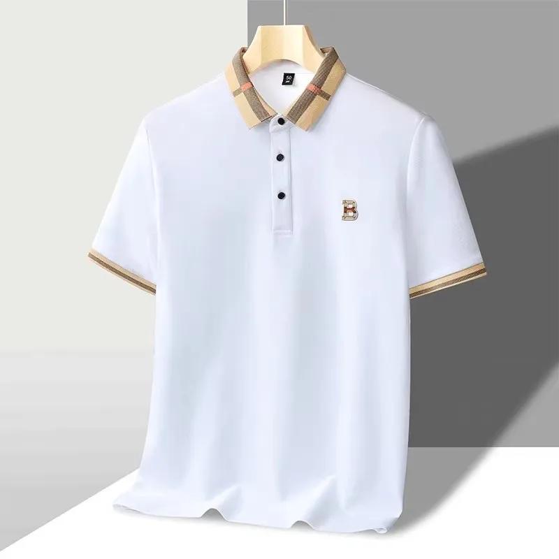 Marque de luxe logo polo à manches courtes hommes été nouveau haut de gamme en soie coton respirant