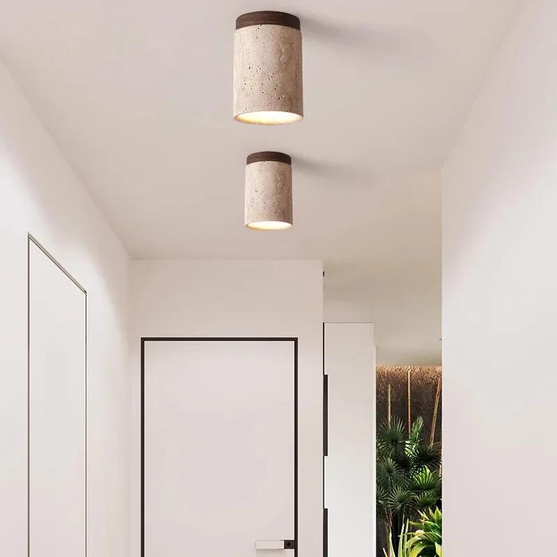Plafonnier moderne en travertin pour chambre, couloir, hall d'entrée, escalier – Luminaire décoratif