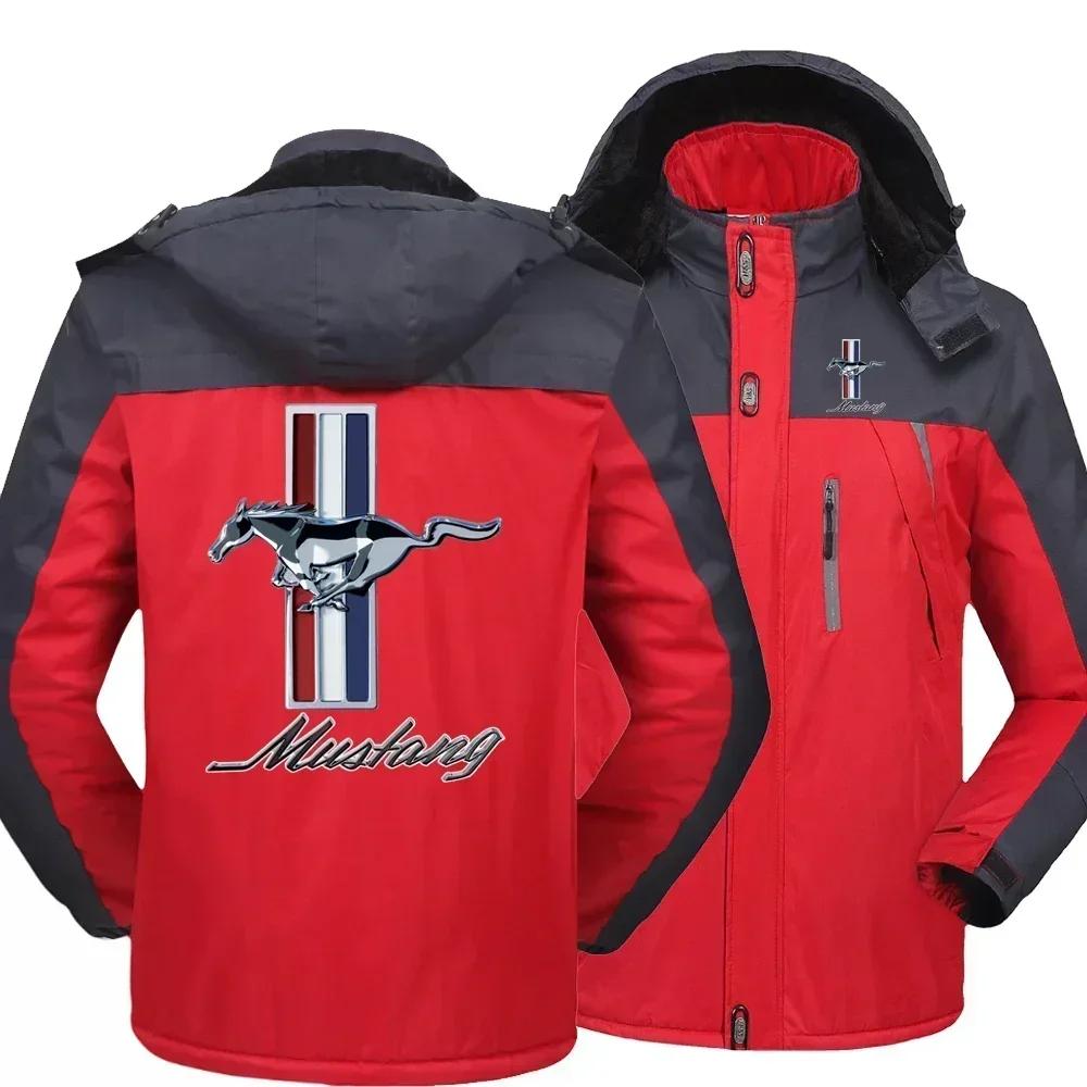 Vestes imperméables en polaire avec Logo Mustang pour hommes, nouvelle mode d'hiver, sweat à capuche