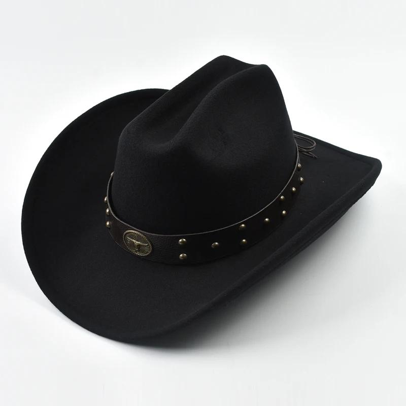 Hommes femmes Vintage grand bord Western Cowboy chapeau Gentleman Cowgirl Jazz chapeau Cloche église