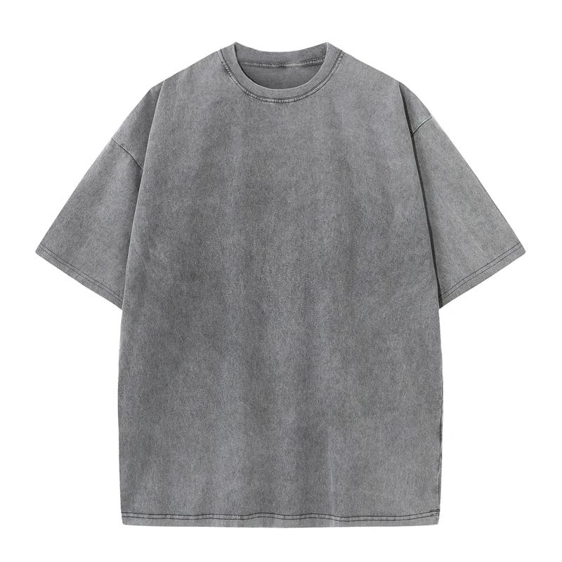 T-shirt d'été pour hommes 230G coton lourd Vintage lavé T-Shirts surdimensionné à manches courtes en