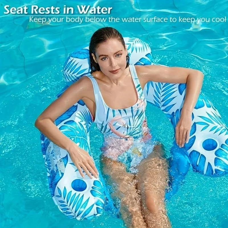 Chaise flottante gonflable pour piscine, pour adultes, siège en U, salon de plage flottant avec doss