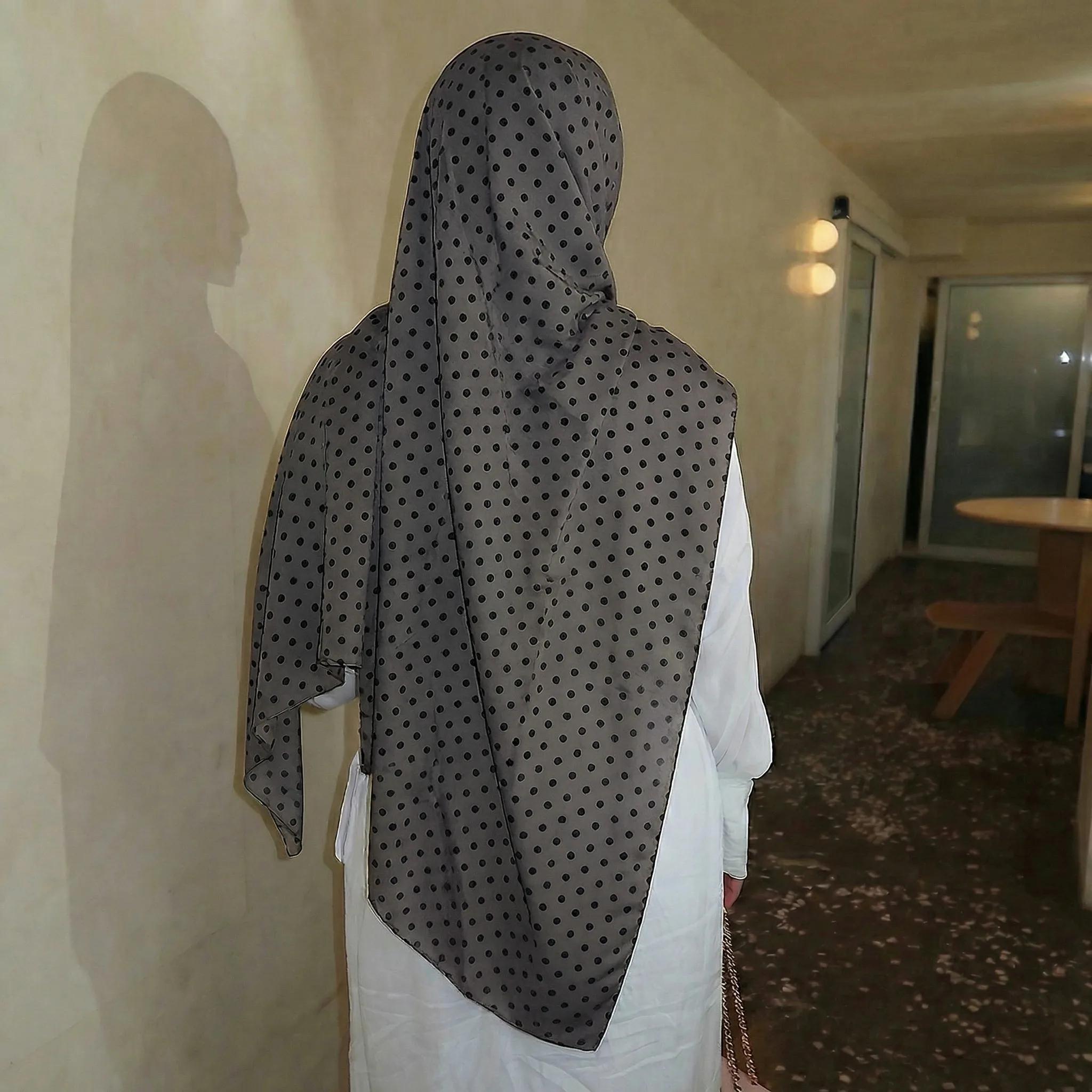 Hijabs Bohèmes à Pois pour Femmes, Châle Aquarelle Doux, Hijabs Musulmans en Coton Modal, Foulard de