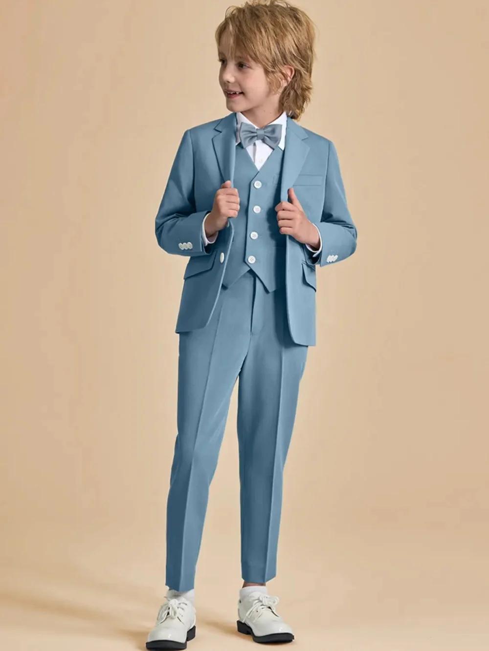 Beaux garçons Slim Fit costumes 3 pièces Piano Performance porter cranté revers enfants costume ense
