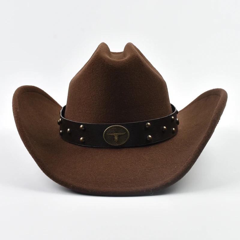 Hommes femmes Vintage grand bord Western Cowboy chapeau Gentleman Cowgirl Jazz chapeau Cloche église