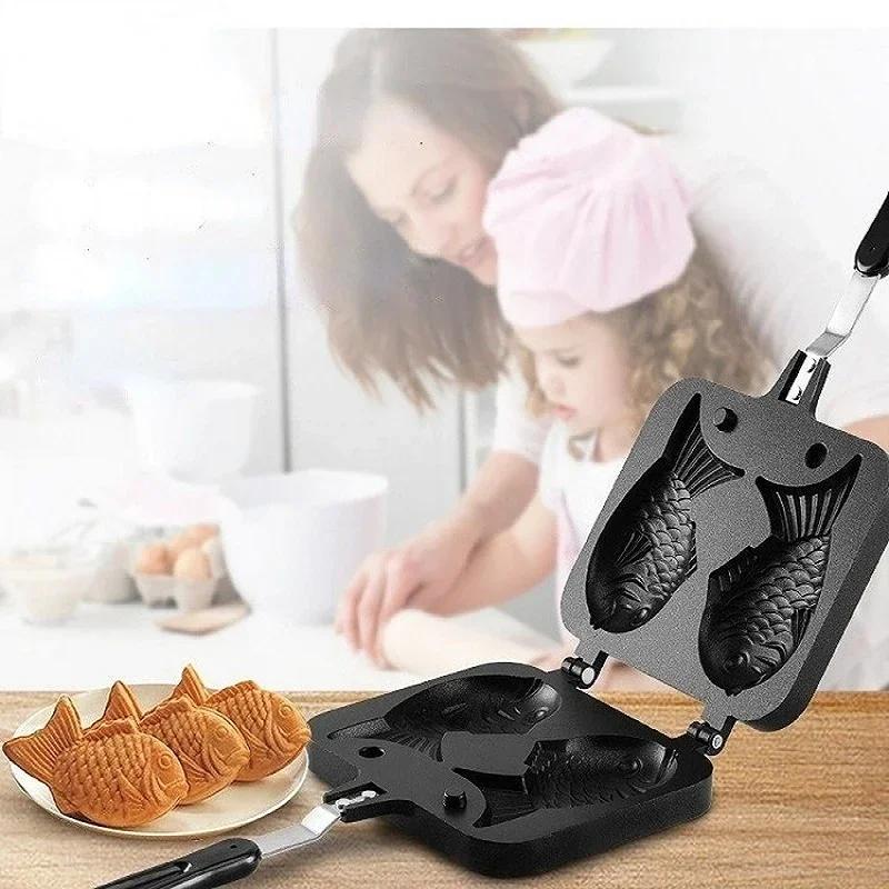 Cuisine japonaise Taiyaki Double poisson en forme de Dessert chaud gaufre gâteau fabricant casserole